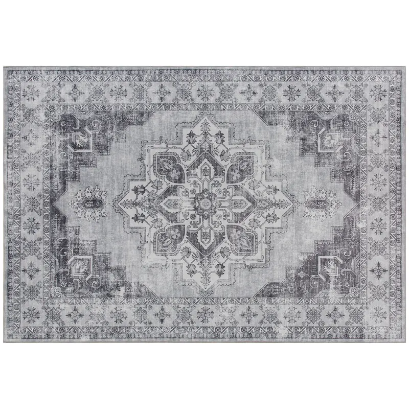 HOMCOM Covor lavabil antiderapant pentru living cu aspect de flanel, 230 x 160 cm, Gri