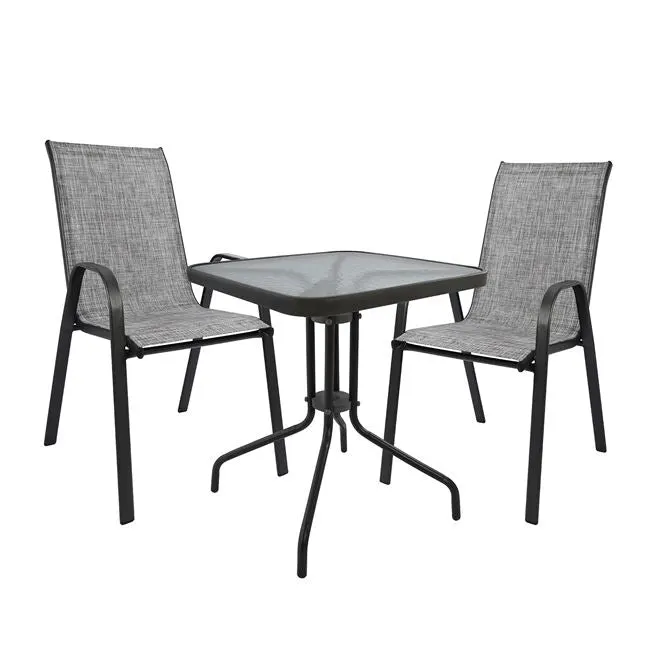 Set masa si scaune ANZIO 60x60x72cm - Gri inchis