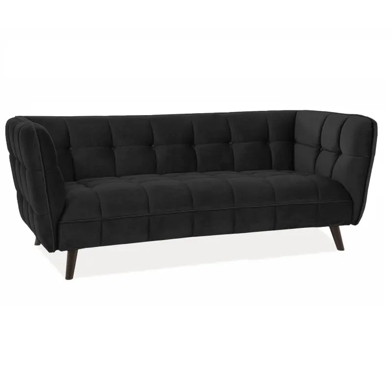 Canapea 3 locuri TOLEN VELVET 200 CM - Negru