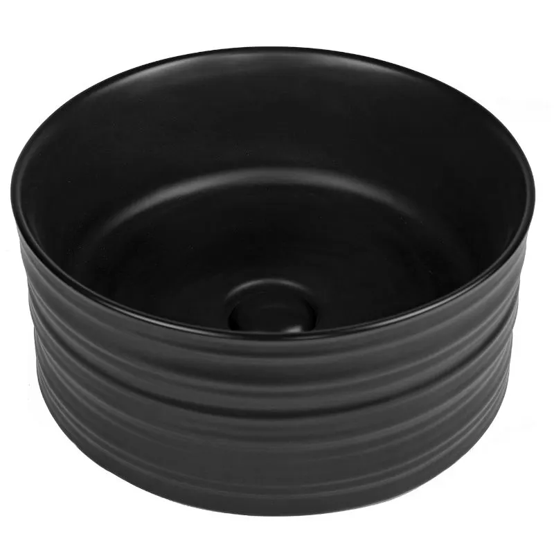 Lavoar pe blat Fluminia My Black Circle, 41 cm, rotund, cu ventil, garantie 2 ani, negru mat