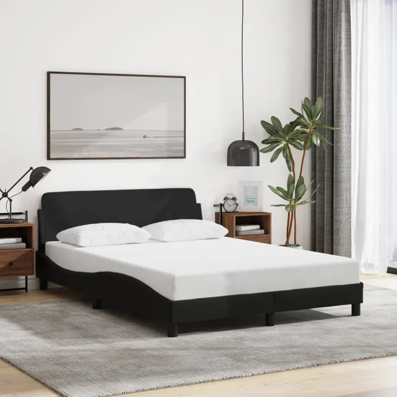 cadru de pat cu tablie, negru, 120x200 cm, textil