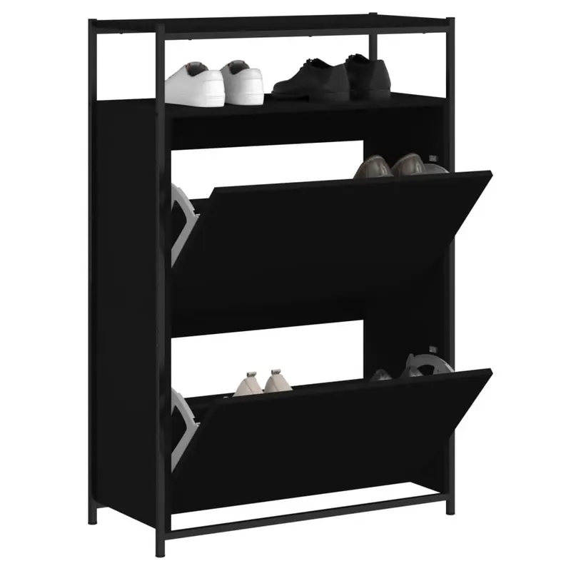 pantofar, negru, 75x34x112 cm, lemn compozit