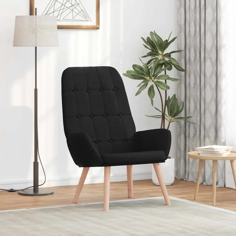 scaun de relaxare, negru, material textil