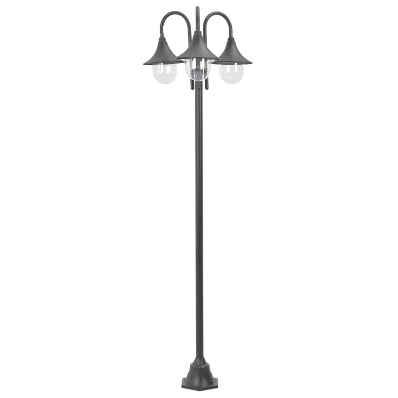 stalp iluminare gradina, e27, 220 cm, aluminiu, 3 lampi, bronz