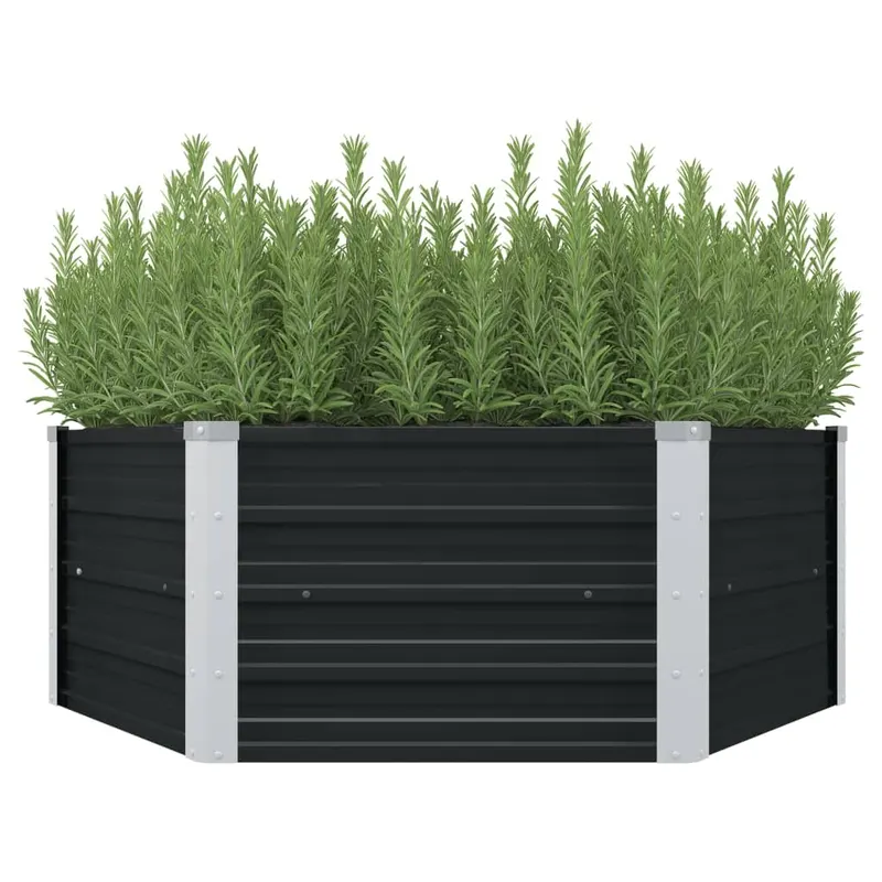 strat inaltat de gradina antracit 129x129x45 cm otel galvanizat