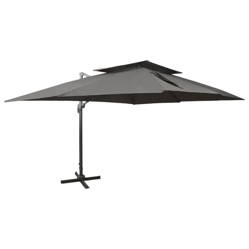 umbrela in consola cu invelis dublu, antracit, 400x300 cm