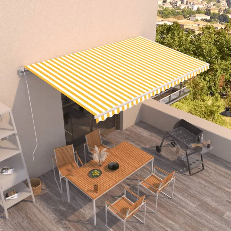 copertina retractabila automat, galben si alb, 500x350 cm