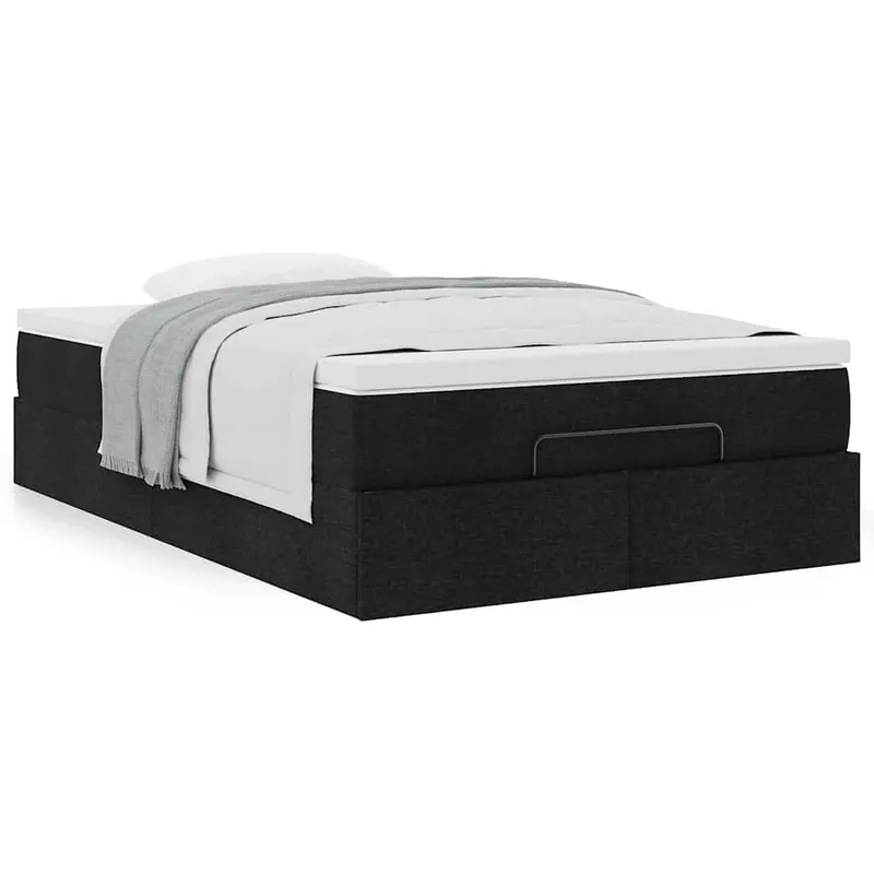 cadru de pat otoman cu saltea negru 120x190 cm tesatura