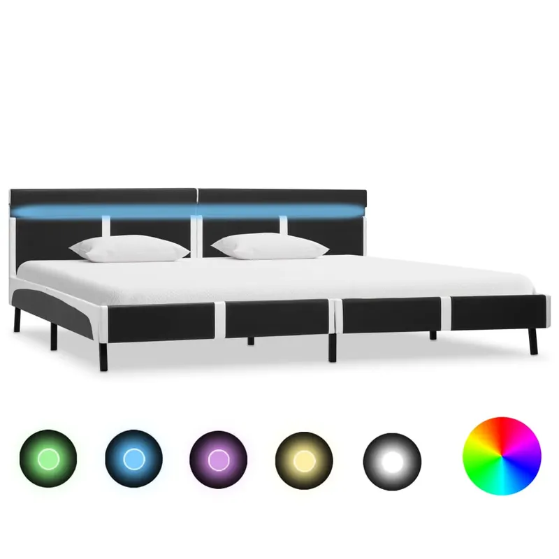 cadru de pat cu led, gri, 180 x 200 cm, piele artificiala