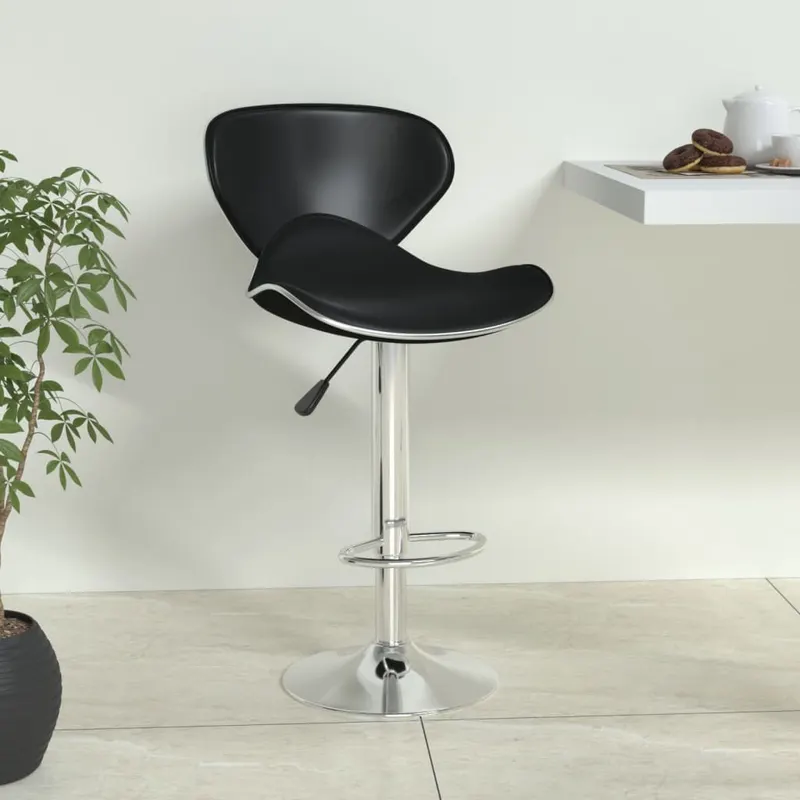 scaun de bar, negru, piele ecologica