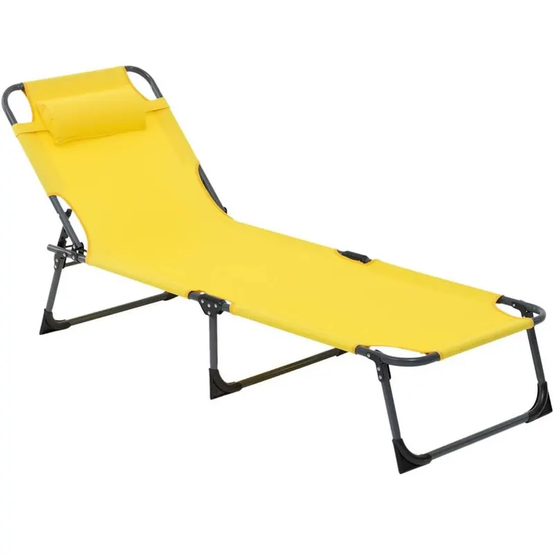 Sezlong 5Five Beach Chair, cadru metalic, pliere compacta, 173x56x27 cm, galben