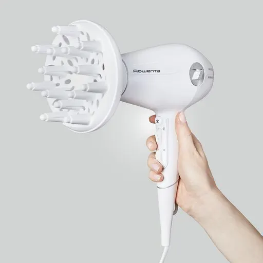 Uscator de par ROWENTA Volumizer CV6130F0, 1800W, 3D Volume Booster, jet de aer rece, generator de ioni, Alb argintiu