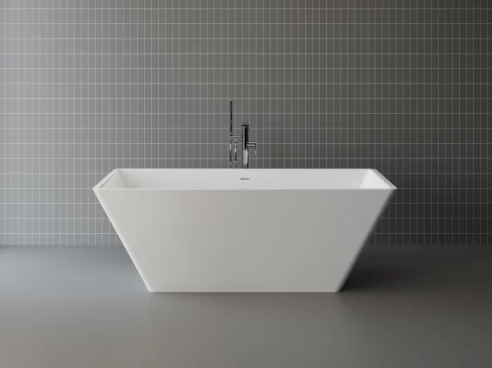 Cada freestanding dreptunghiulara, compozit alb mat, interior lucios, 168x82.9x60.5 cm, Imperia