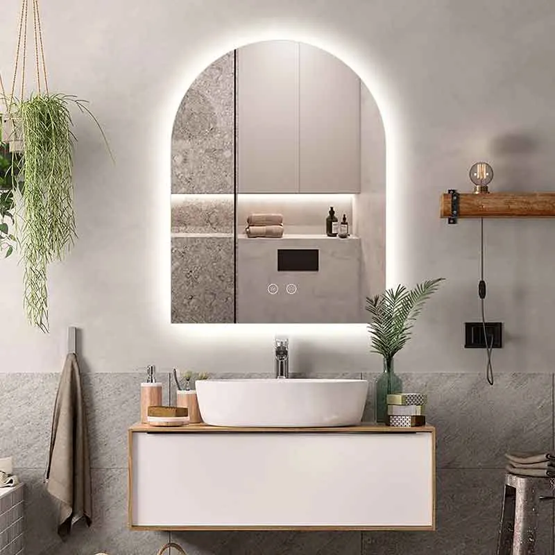 Oglinda LED Fluminia Bilbao, 55x90cm, dezaburire, lumina ambientala, dimmer