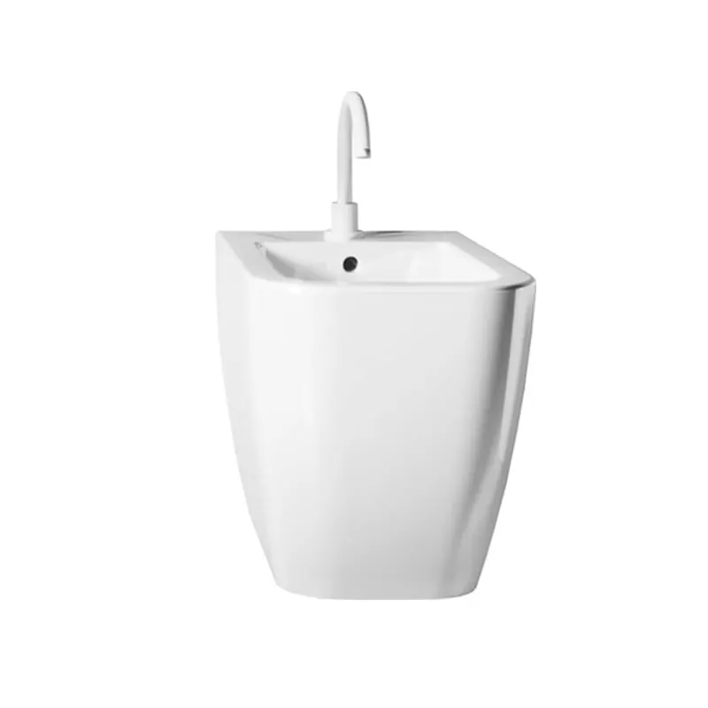 Bideu stativ Hatria Bianca, back to wall, ceramica sanitara, durabilitate inalta, alb