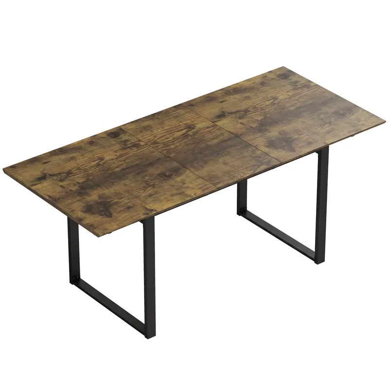 HOMCOM Masă extensibilă 140–180 cm pentru 6–8 persoane, dreptunghiulară, design industrial cu cadru din oțel, aspect lemn tigru