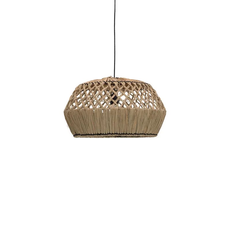Lustra din paie Fose mendong Boho, Natural, 50x50x27 cm - Natur