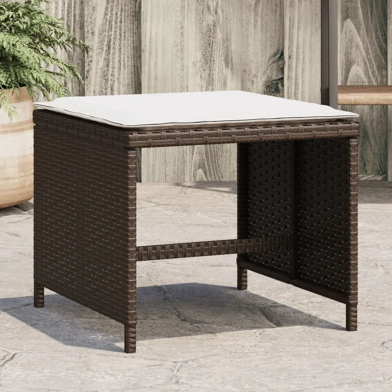 scaune de gradina cu perne, 4 buc., maro 40x40x35 cm poliratan
