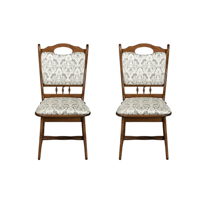 Set 2 scaune living FLANDER, cadru nuc + stofa print 02, 50x48x95 cm