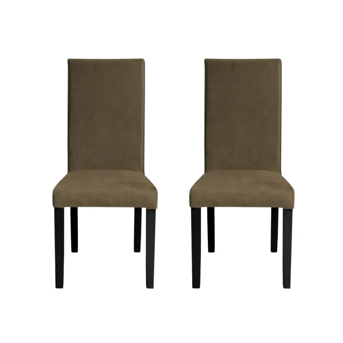 Set 2 scaune living TEO, picioare lemn wenge, stofa z kaki, 46x60x98 cm