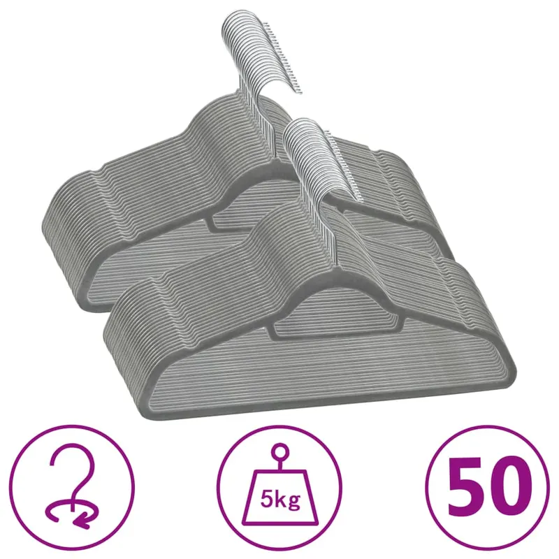 set de umerase anti-alunecare, 50 buc., gri, catifea