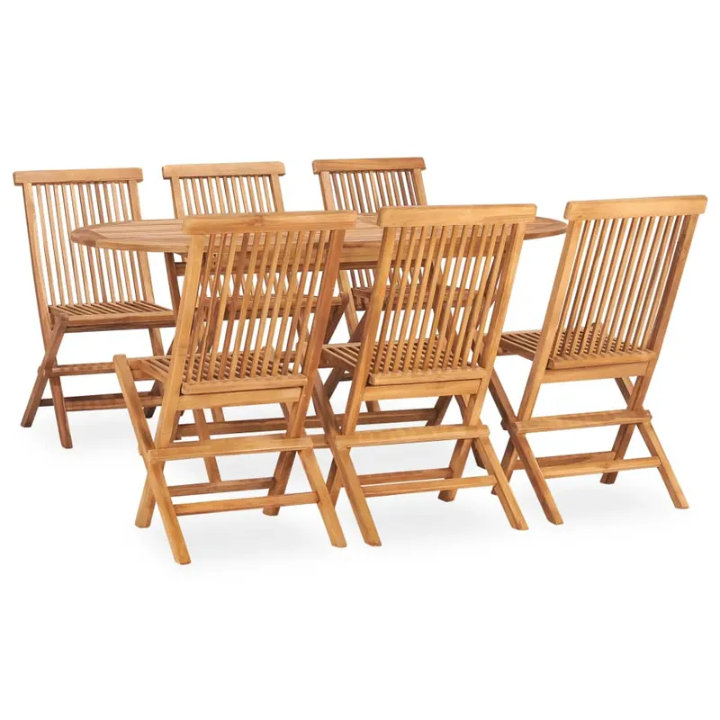 set mobilier de exterior pliabil, 7 piese, lemn masiv de tec