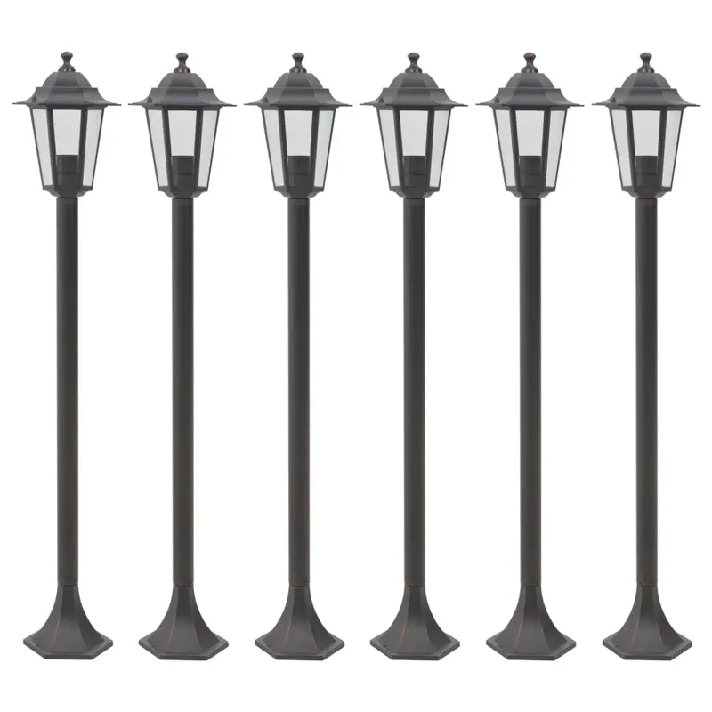 stalp iluminare gradina, 6 buc., bronz, 110 cm, aluminiu, e27