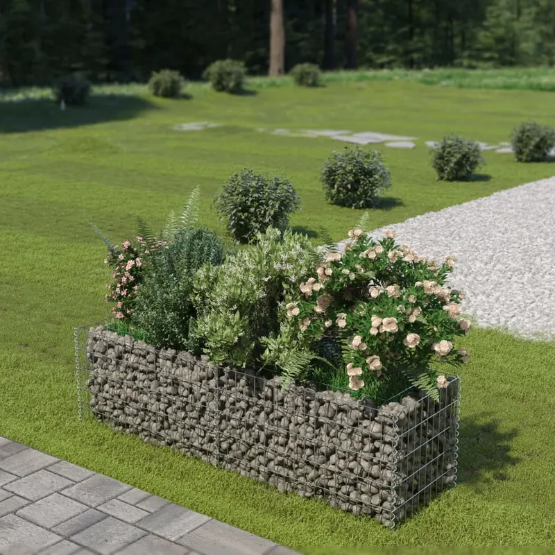 strat inaltat gabion, 180 x 50 x 50 cm, otel galvanizat