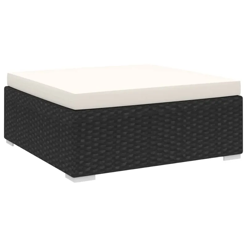 taburet modular, 1 buc., negru, poliratan, cu perna