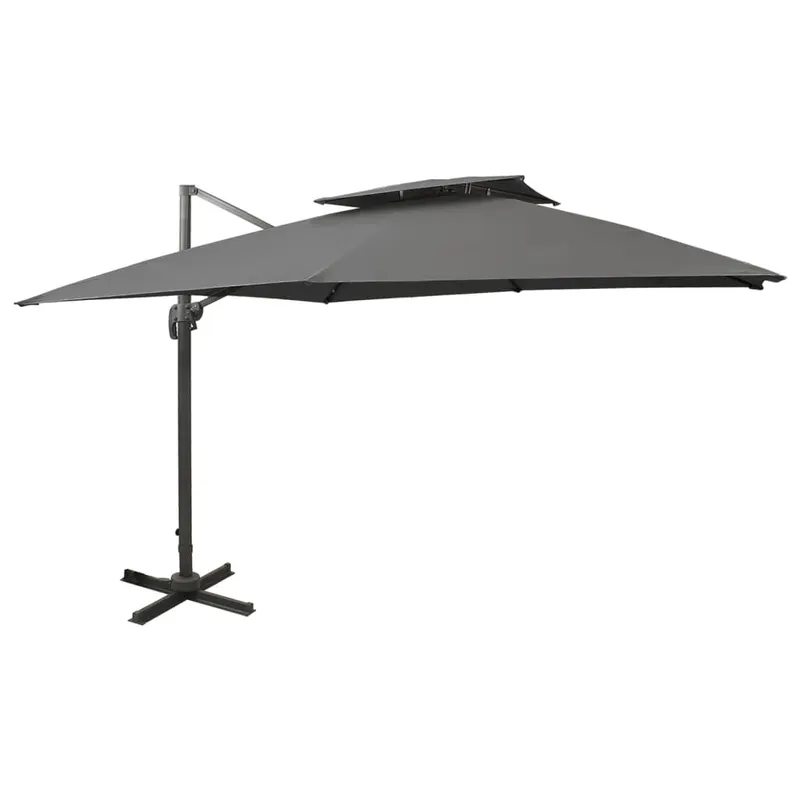 umbrela in consola cu invelis dublu, antracit, 300x300 cm