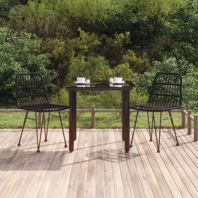 set mobilier de gradina, 3 piese, negru, poliratan