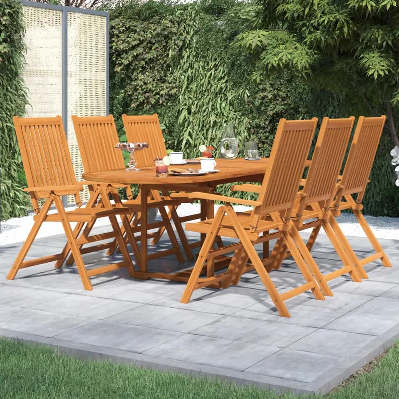 set mobilier de gradina, 7 piese, lemn masiv de acacia