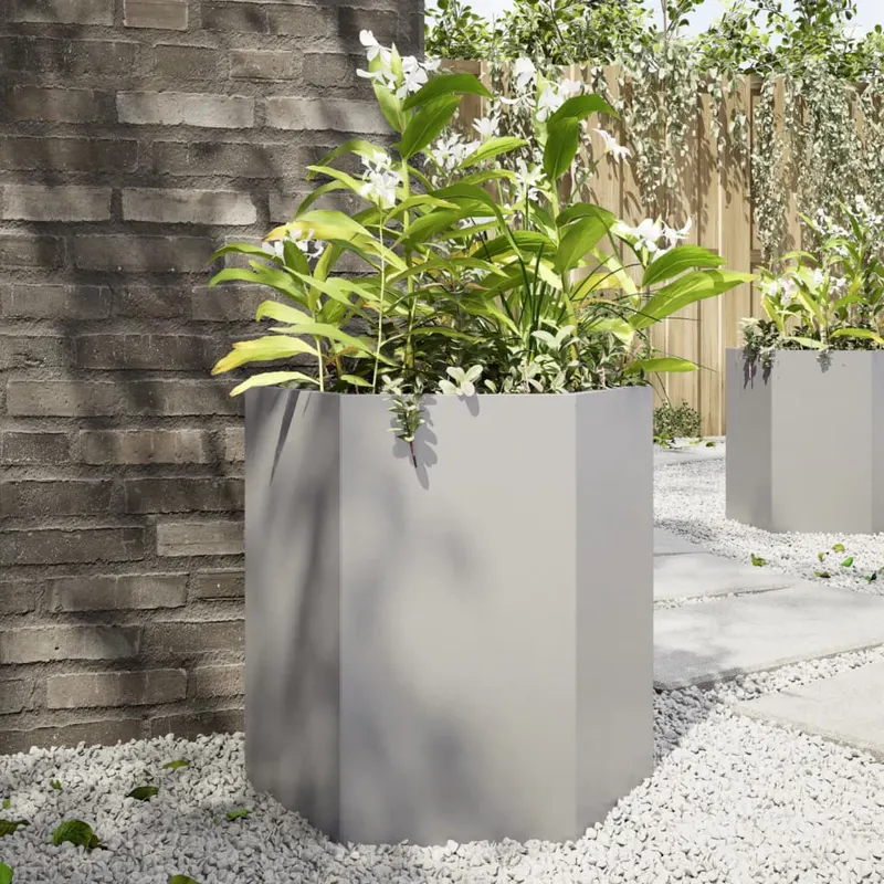 jardiniera de gradina 46x40x45 cm otel inoxidabil hexagonal