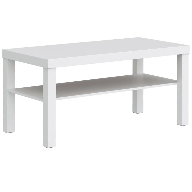 HOMCOM Măsuță de living dreptunghiulară cu poliță mare, 90 x 45 x 44,5 cm, alb