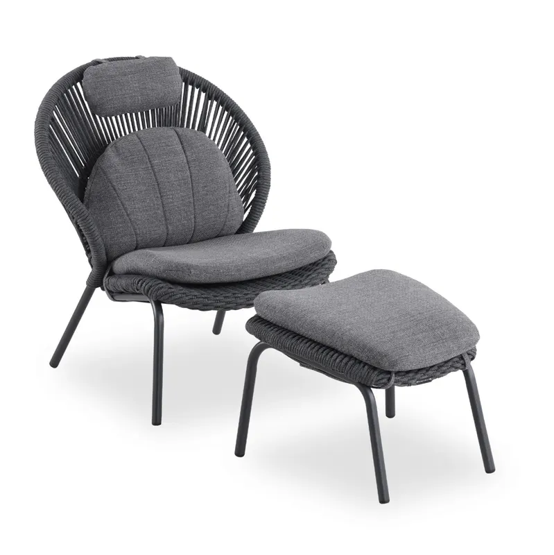 Fotoliu cu taburet TEMPORAL LOUNGE - Grey