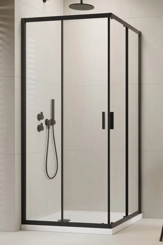 Cabina de dus patrata Radaway Alienta C 80x80x190 cm, negru, sticla 5 mm, usi culisante
