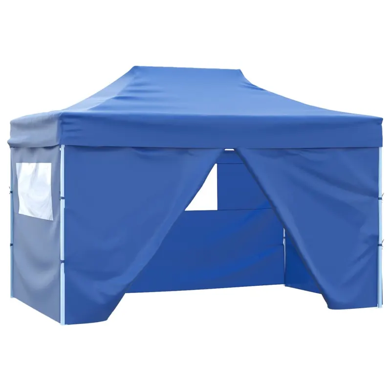 cort de petrecere pliabil cu 4 pereti, albastru, 3 x 4 m, otel