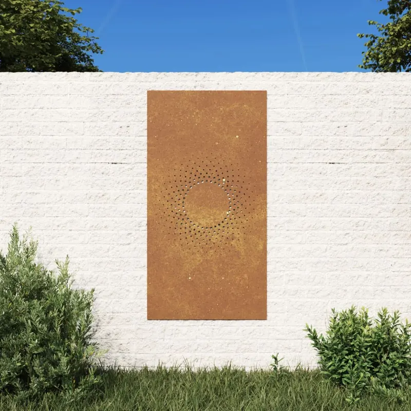 decor perete de gradina 105x55 cm design soare otel corten