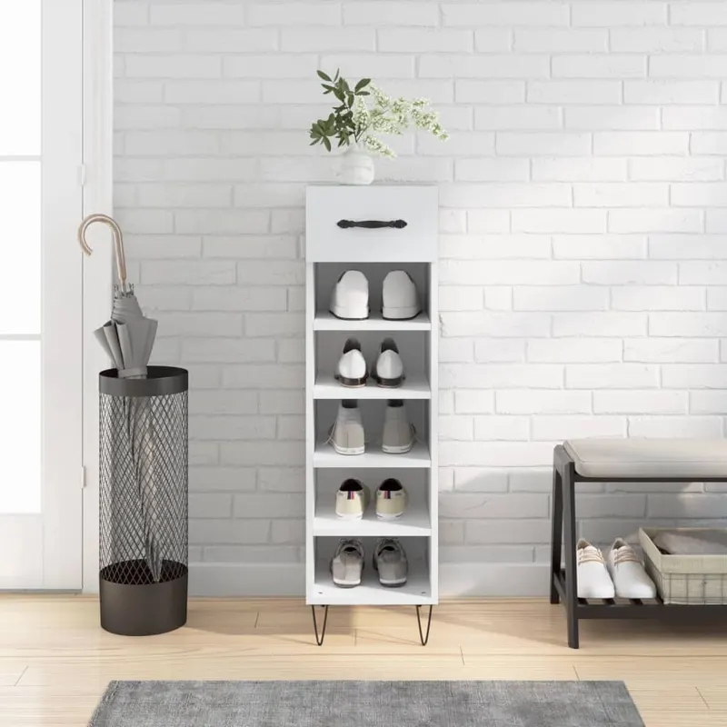 pantofar, alb, 30x35x105 cm, lemn compozit