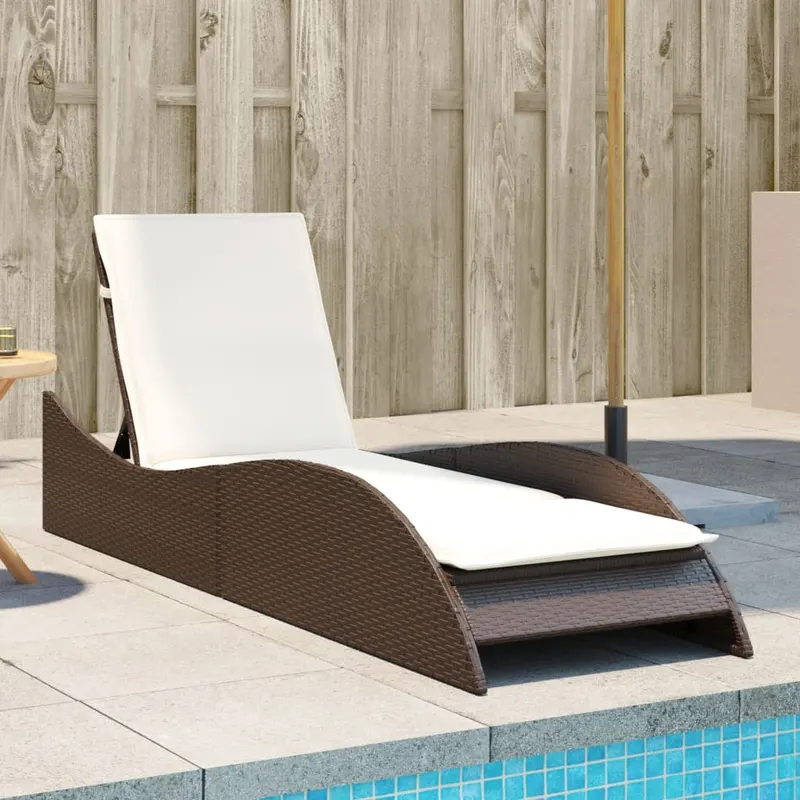 sezlong cu perna, maro, 60x205x73 cm, poliratan