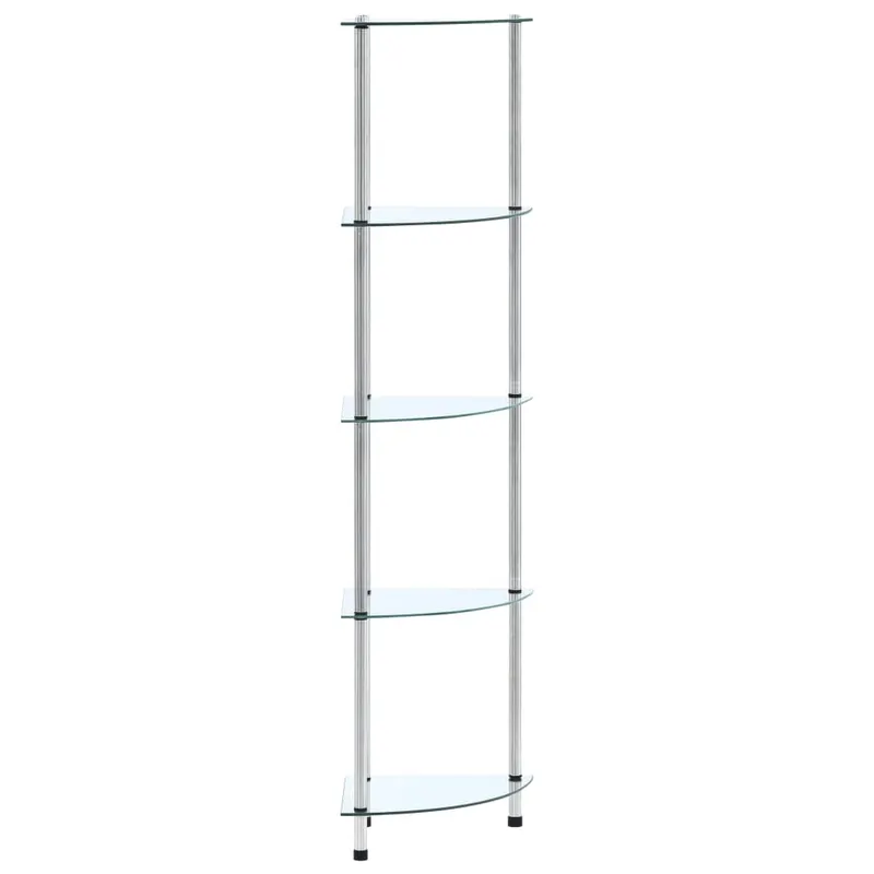raft cu 5 niveluri transparent, 30x30x130 cm, sticla securizata
