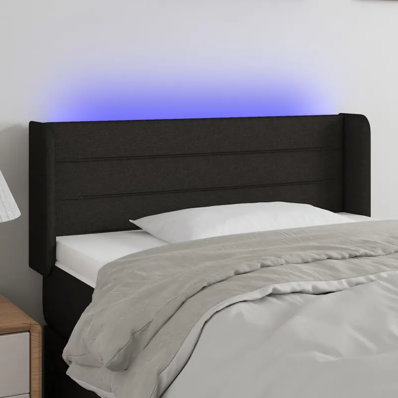 tablie de pat cu led, negru, 83x16x78/88 cm, textil