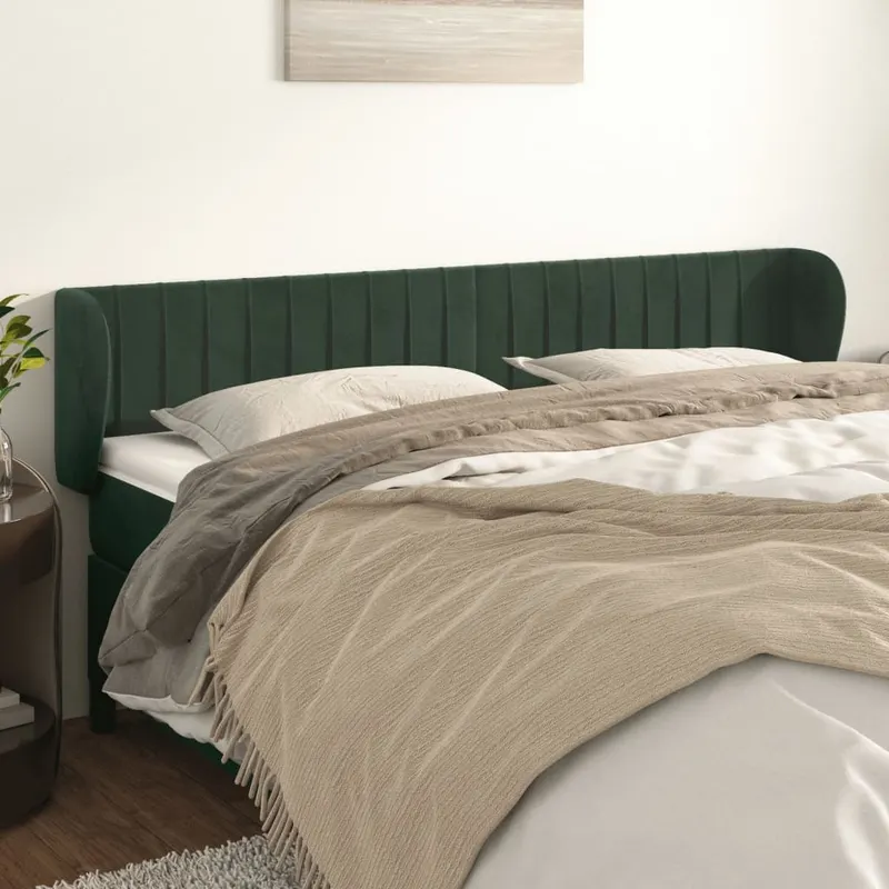 Tablie de pat cu aripioare verde inchis 203x23x78/88 cm catifea