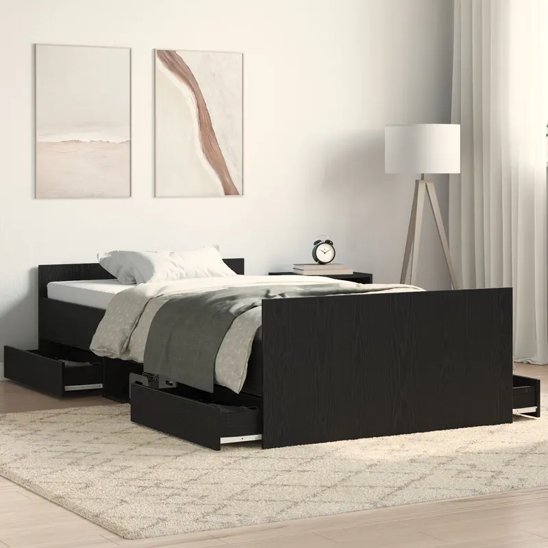 cadru de pat fara saltea, stejar negru 90x200 cm lemn prelucrat