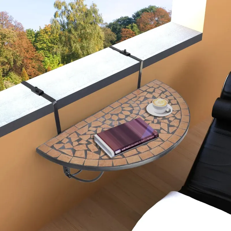 masa de balcon suspendata, caramiziu, mozaic