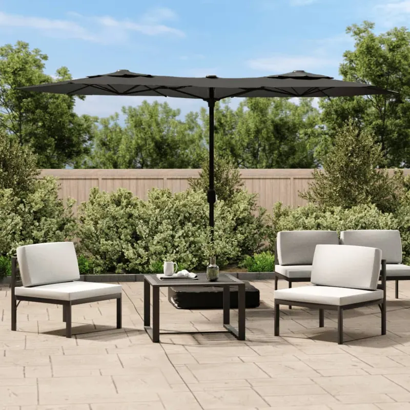 umbrela de soare cu doua capete, antracit, 316x240 cm