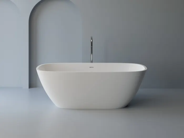 Cada freestanding dreptunghiulara, compozit alb mat, interior lucios, 150x73.6x50.7 cm, Aura