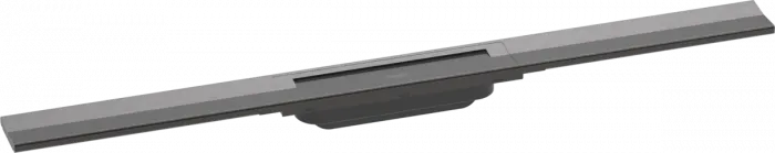 Rigola liniara de dus cu gratar din inox 800 mm, optiune scurtare, crom negru periat, Hansgrohe RainDrain Flex