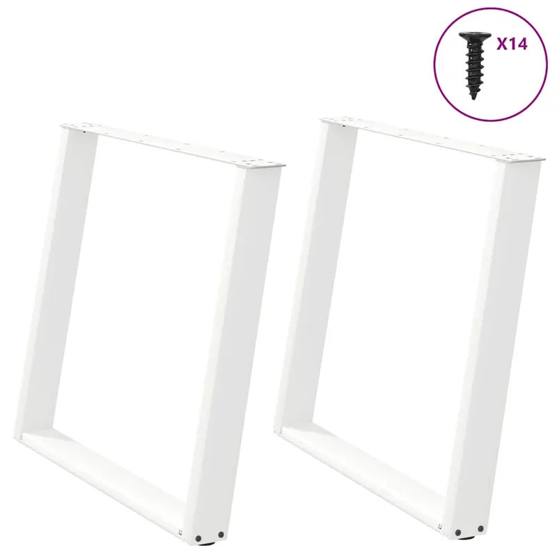 picioare pentru masa in forma de u 2 buc alb 100x(72-73)cm otel