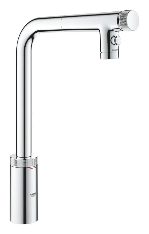 Baterie bucatarie Grohe 31889000, 0.8 bar, 373 mm, 201 mm, 1 orificii instalare, 2 sprayuri, 120 unghi pivotare, Crom